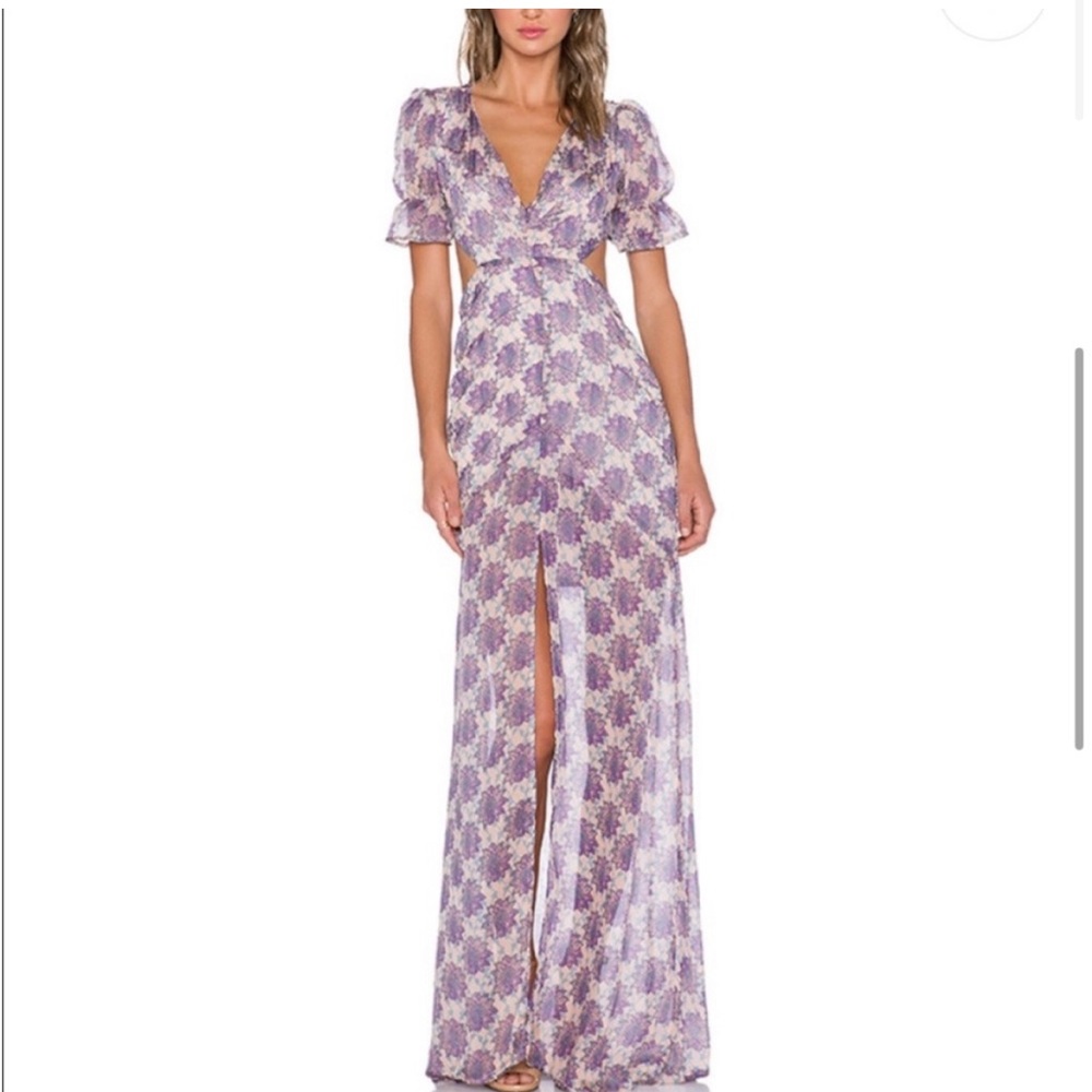 For Love and Lemons floral cut out Maxi dress